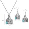 Turquoise Flower Earrings Necklace Set - Image 2