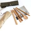 Outdoor Bamboo Travel Cutlery Set With Canvas Bag - Image 2