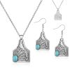 Turquoise Flower Earrings Necklace Set