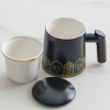 Ceramic Tea Cup With Infuser And Lid Mugs Wooden Handle - Image 4