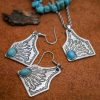 Turquoise Flower Earrings Necklace Set - Image 5