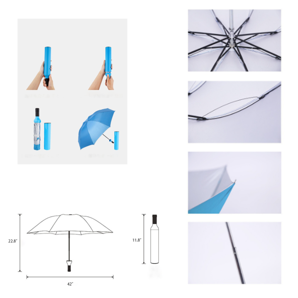 22.8" x 42" Bottle-Shaped Folding Umbrella - Image 8