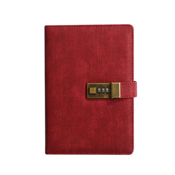 A5 PU Leather Journal Notebook w/ Metal Password Lock - Image 2