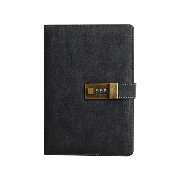 A5 PU Leather Journal Notebook w/ Metal Password Lock - Image 4