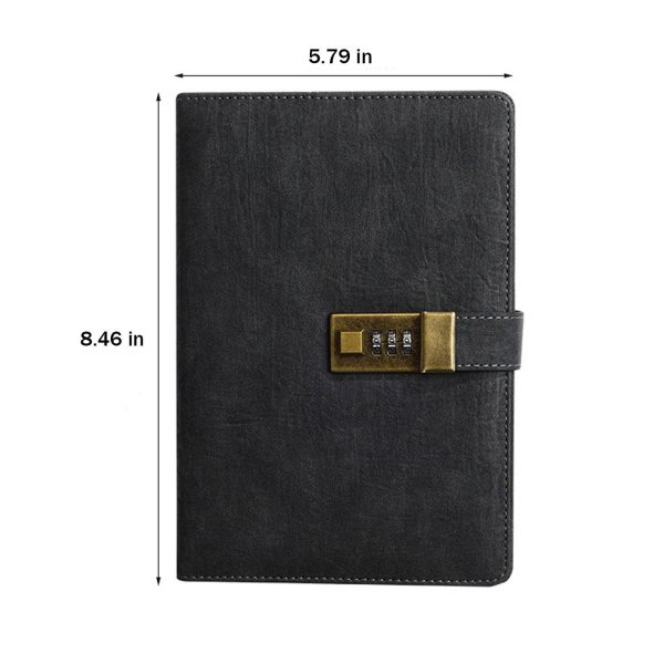 A5 PU Leather Journal Notebook w/ Metal Password Lock - Image 5