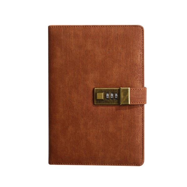 A5 PU Leather Journal Notebook w/ Metal Password Lock