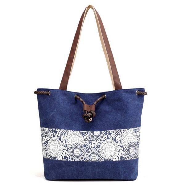 Women Printing Drawstring Canvas Tote Bags