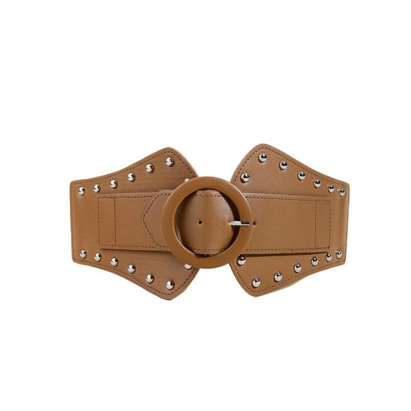 Adjustable Elastic PU Leather Women Belt w/ Alloy Buckle