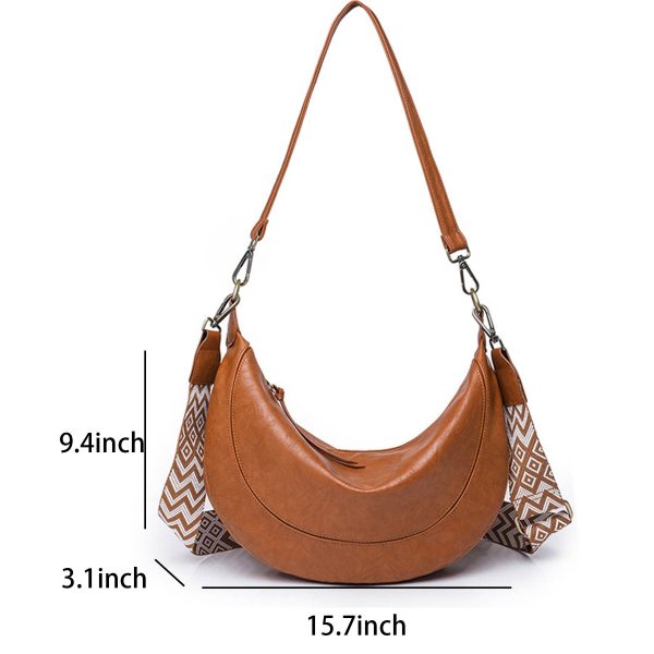 PU Leather Crescent Shoulder Hobo Purses for Women - Image 6