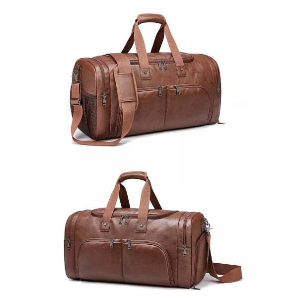 Men'S Waterproof Pu Shoulder Bag W/ Multi Compartments - Image 4