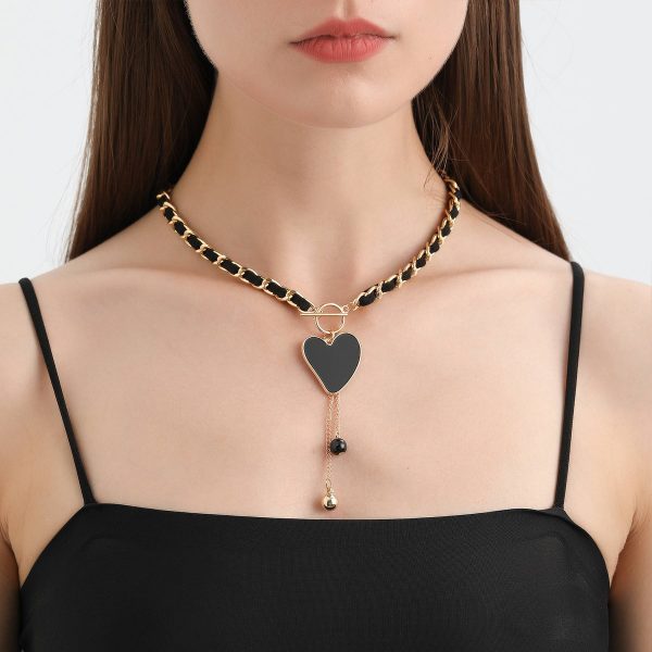 Fleece Black love tassel necklace