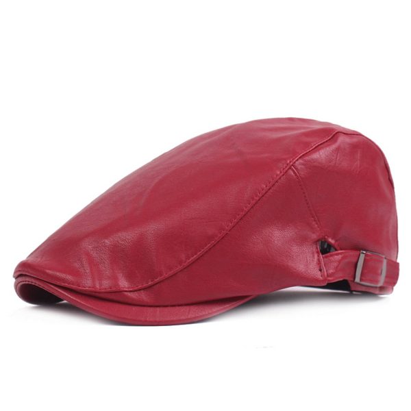 PU Leather Fashion Beret Hat Flat Cap