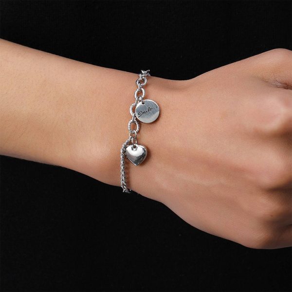 Stainless Steel Peach heart coin bracelet - Image 2