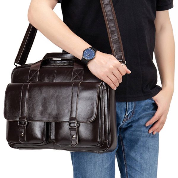 Genuine Leather Laptop Tote Bag - Image 6