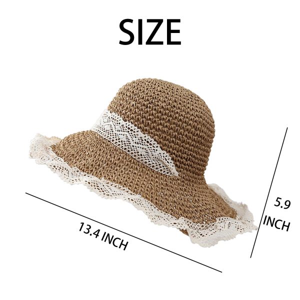 Jute Summer thin breathable lace cutout straw hat - Image 4