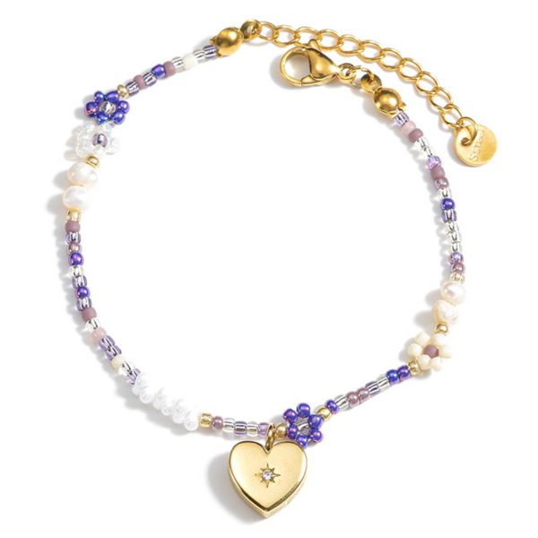 Steel Simple daisy flower beaded bracelet