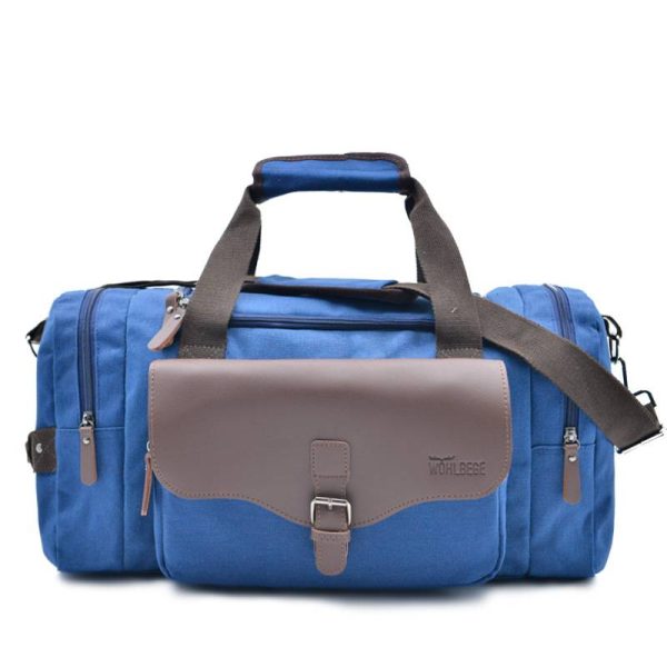 Canvas Large Capacity Leather Travel Duffel Bag - Image 5
