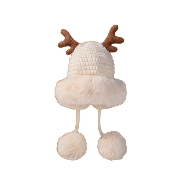 Women winter cover ear antler knit hat - Image 2