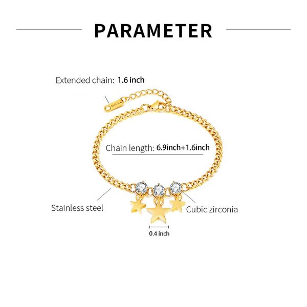 Five pointed star titanium steel bracelet - Image 3