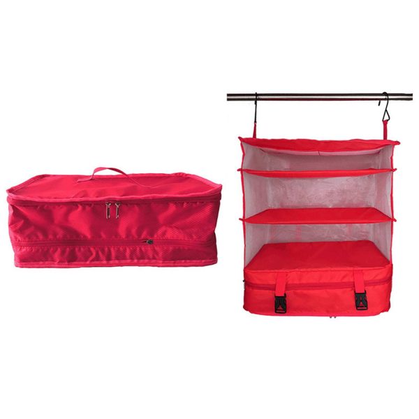 3 Layes Polyester Foldable Travel Storage Bag With Two Hooks - Image 2