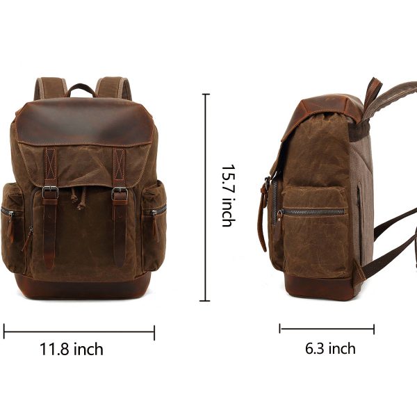 Large Vintage Canvas Backpack for Men - Image 5