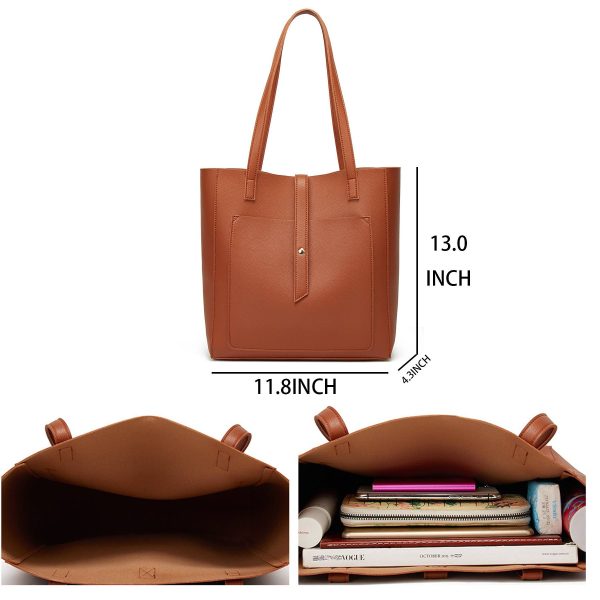 PU Simple solid color tote bag for women - Image 7
