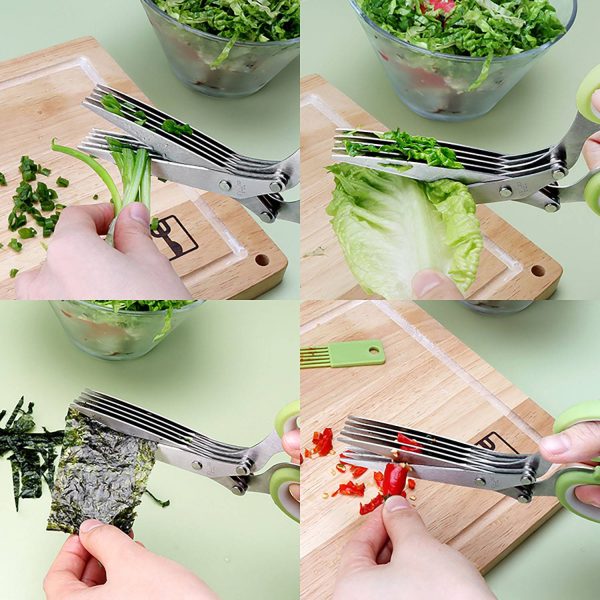 Five blade herb Scissors with Cover and Comb - Image 4