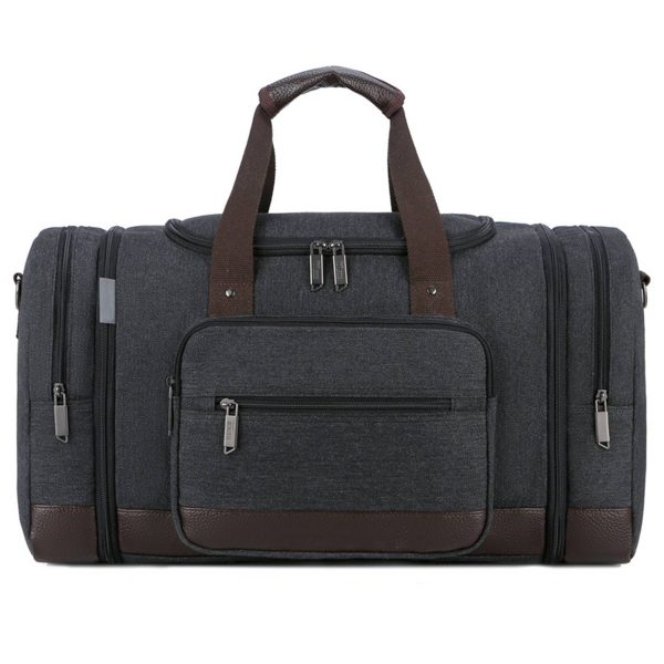 Canvas Shoe Compartment Travel Tote Duffel Bag - Image 3