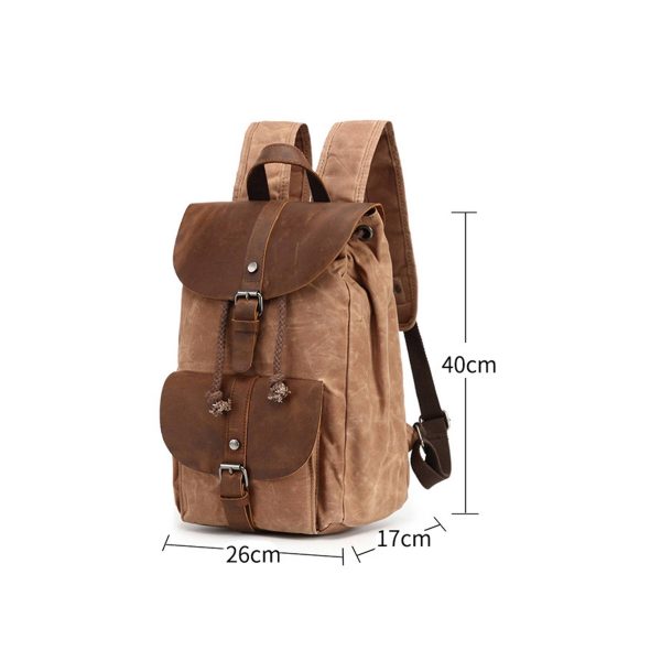 Vintage Waterproof Backpack Daypack Made of Canvas Leather - Image 7