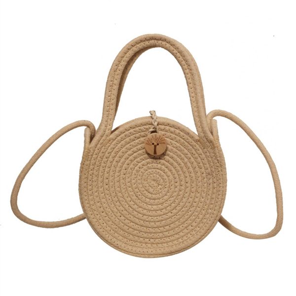 Straw Solid Round Tote Cross-body Bag