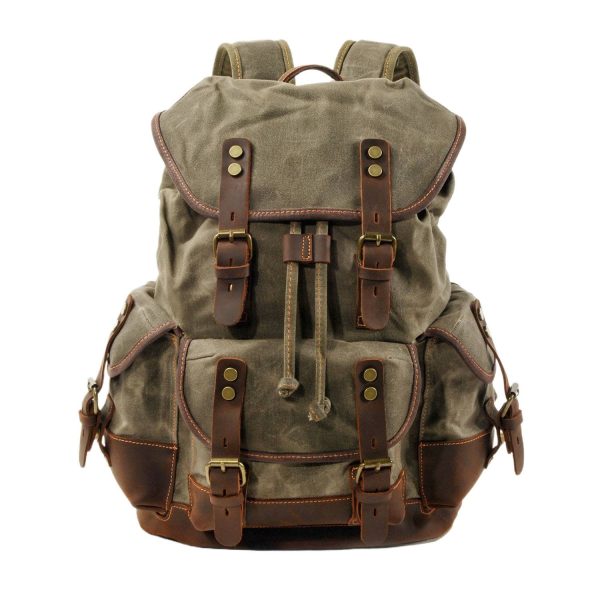Leather Waxed Canvas Waterproof Backpack - Image 4