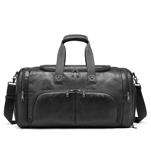 Men'S Waterproof Pu Shoulder Bag W/ Multi Compartments