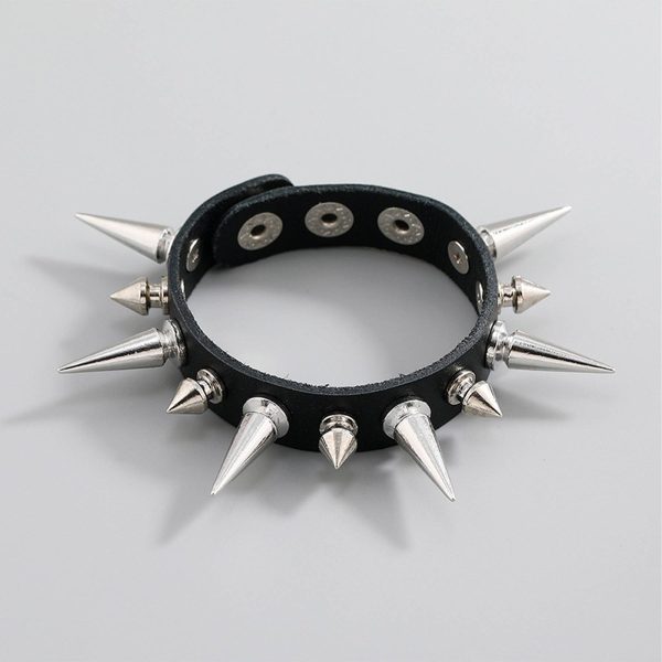 PU Punk style rivet spike bracelet - Image 4