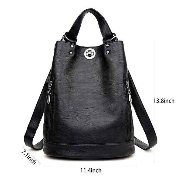 Pu high-capacity Bucket Backpack Women - Image 7