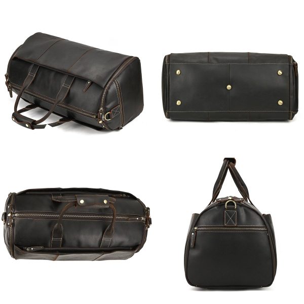 Genuine Leather Weekender Garment Duffle Bag - Image 4