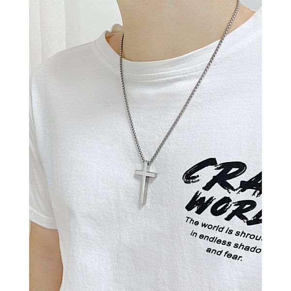 Stainless Steel Simple Statement Cross Necklace - Image 4