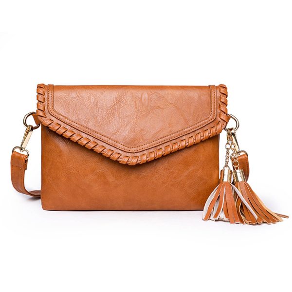 Women's PU Leather Envelope Purse Messanger Bag With Tassels - Image 3