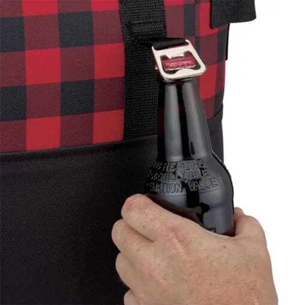 Plaid Pattern Cooler Insulated Bag W/ Bottle Opener - Image 4