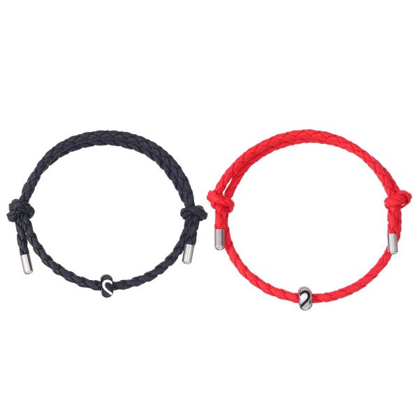 PU woven leather couple bracelet - Image 2
