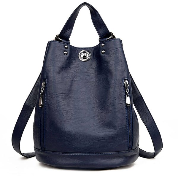 Pu high-capacity Bucket Backpack Women