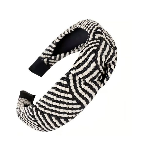 Wide Brim Straw Headband for Women – Elegant Knot Design - Image 3