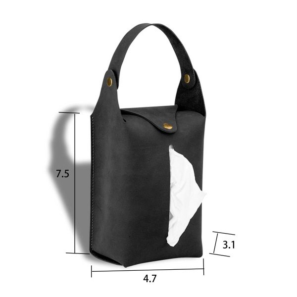 Portable PU Leather Hanging Car Tissue Bag - Image 7