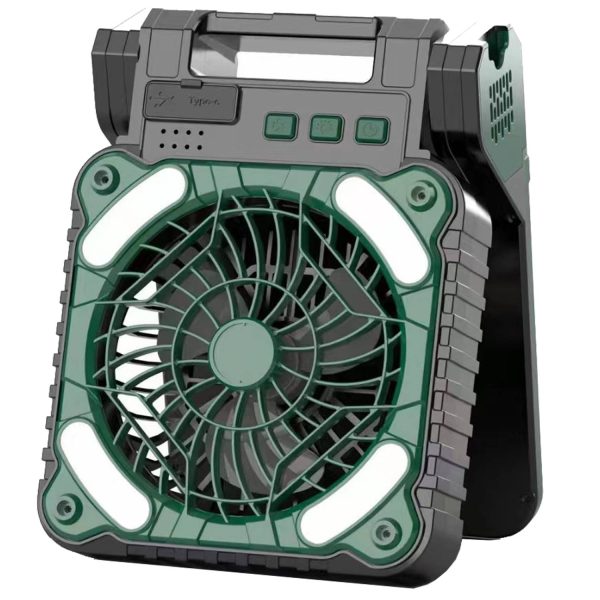 USB Rechargeable Solar Powered Camping Fan w/ LED Light - Image 2