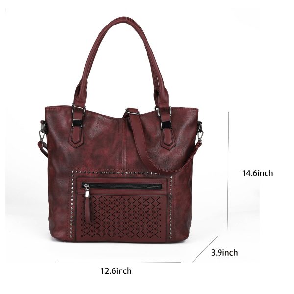 PU Top Handle Bags with Rivet Multi - Image 4