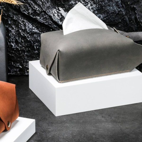 Portable PU Leather Hanging Car Tissue Bag - Image 6