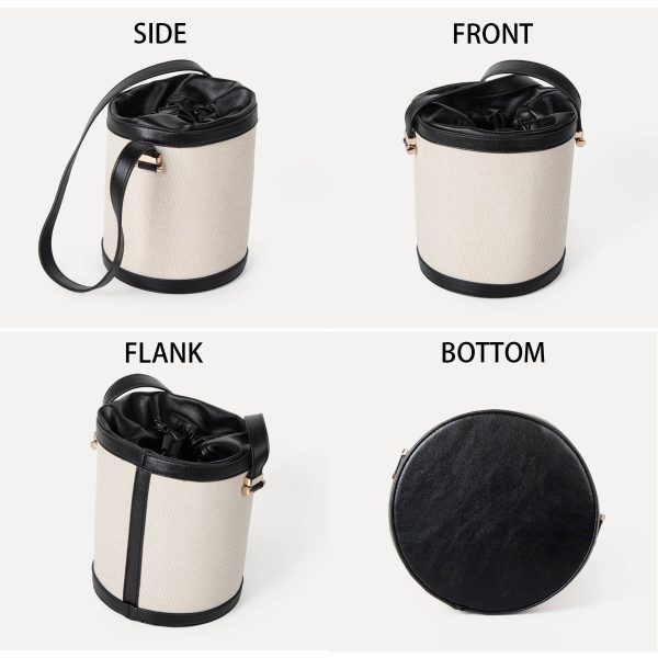 Contrasting canvas-paneled bucket shoulder bag - Image 4