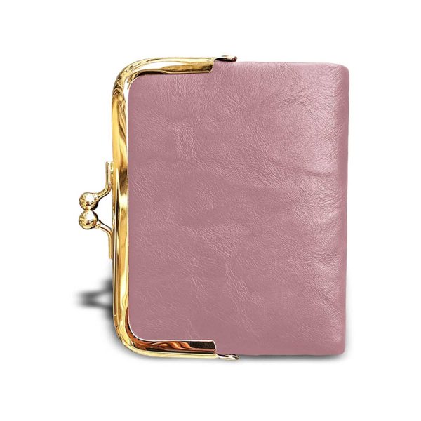 Genuine leather Ladies Coin Purse With Zipper and Kiss Lock - Image 2