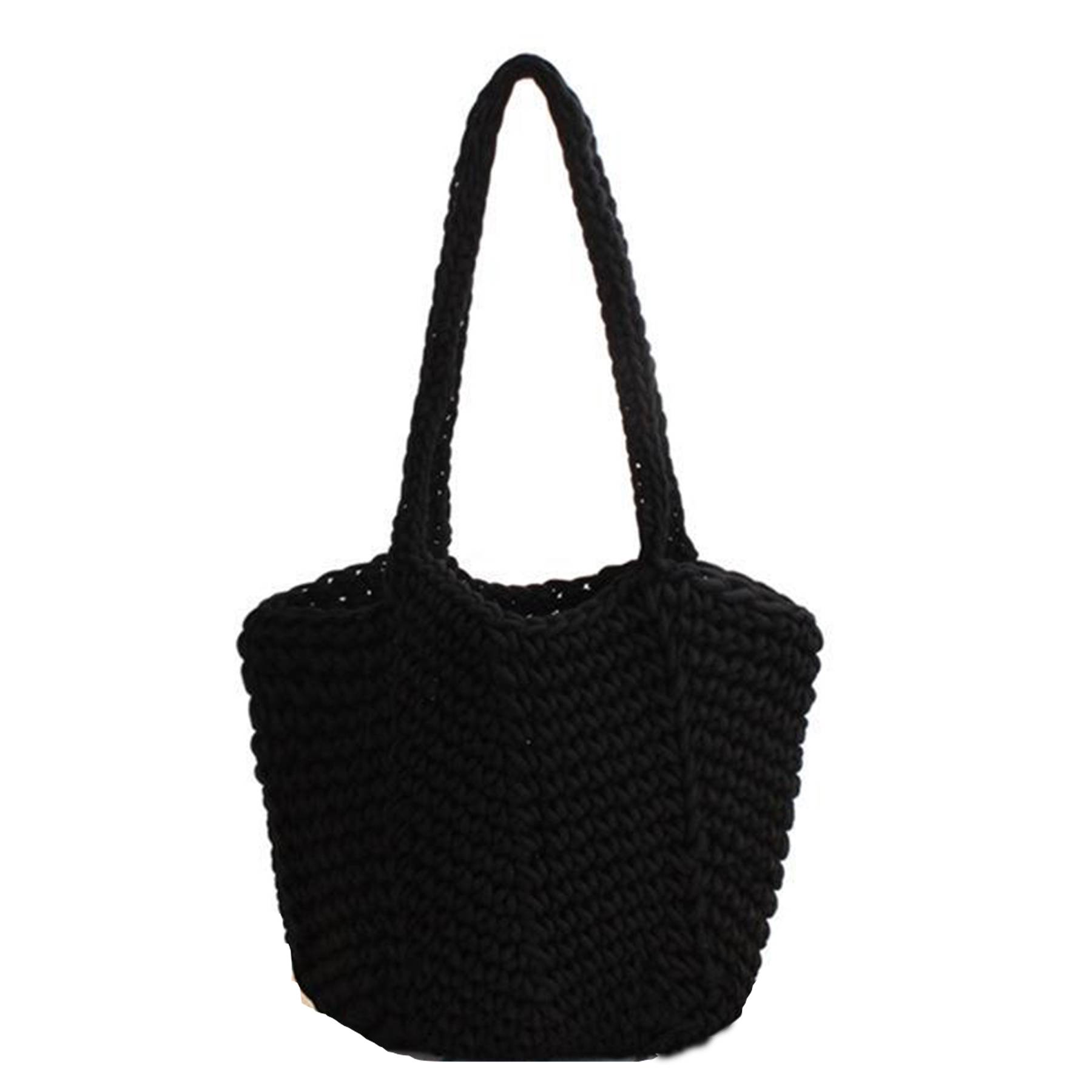 Jute Women Cotton Knitted Tote Mesh Beach Bag - Image 2
