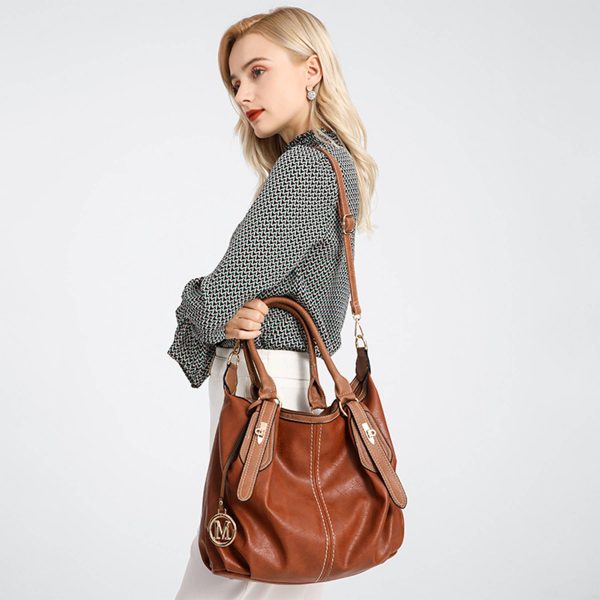 PU leather large Tote Crossbody bag for woman - Image 4