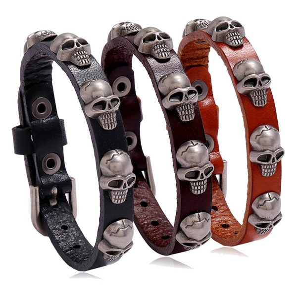 PU Punk skull personality bracelet